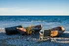 Sweden-Faro Island-Kursviken-coastal farmers fishing boats-sunset Art Print